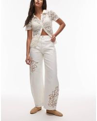 TOPSHOP - Barrel Jean With Red Embroidery - Lyst