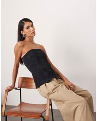 ARRANGE - – besticktes, trägerloses samt-oberteil - Lyst