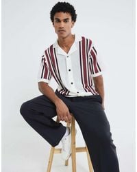River Island - Short Sleeve Textured Stripe Shirt - Lyst