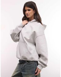 Weekday - Sudadera Gris Jaspeado Extragrande Con Capucha De Punto Liso Grueso De - Lyst