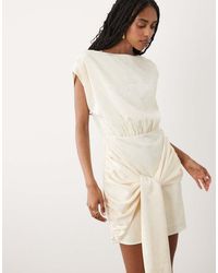 Pretty Lavish - Hattie Jacquard Cap Sleeveless Fringe Tie Detail Mini Dress - Lyst