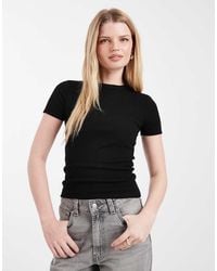 ONLY - Fitted Rib Knit Top - Lyst