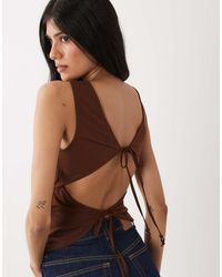 Miss Selfridge - Tank Top With Beaded Back Tie Detail - Lyst