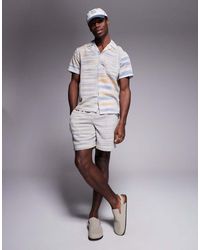 South Beach - Strandoverhemd Met Korte Mouwen En Neutrale Strepen - Lyst