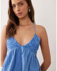 Mango - Teen Embroidered Flowy Halterneck Top - Lyst