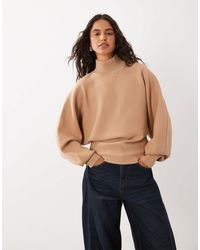 ASOS - Pull premium à col montant et manches chauve-souris compact couleur camel - Lyst
