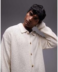 TOPMAN - Camicia Crema A Maniche Lunghe - Lyst