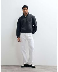 ASOS - Sudadera Holgada De Corte Boxy Con Cuello Alzado Y Media Cremallera En Tejido Estilo Scuba En Gris - Lyst