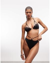 ASOS - Ari High Waist Cut Out Bikini Bottom With Hoop Hardware Detail - Lyst