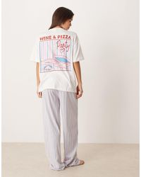 ASOS - Oversized Tee And Wide Leg Jersey Pants Pajama Set - Lyst