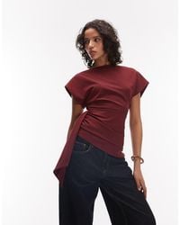 ASOS - Slash Neck Wrap Waist Top - Lyst