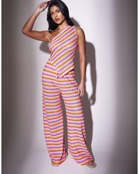 South Beach - Chevron Crochet One Shoulder Asymetric Top - Lyst