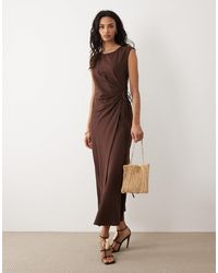 Mango - Linen Mix Tie Waist Sleeveless Midi Dress - Lyst