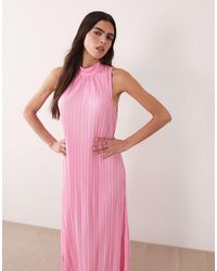 Vila - – hochgeschlossenes, plissiertes maxikleid - Lyst