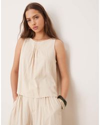 ASOS - Top Amarillo Pastel Con Cuello Halter Y Detalle De Pliegues De (Parte De Un Conjunto)-Blanco - Lyst
