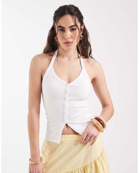 New Look - Halter Neck Button Through Top - Lyst