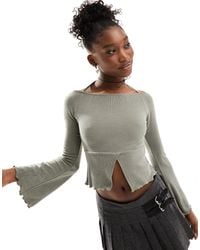 Reclaimed (vintage) - Off The Shoulder Top With Tie Detail - Lyst