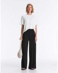 Oysho - Modal Blend Straight-Leg Trousers With Side Pleat - Lyst