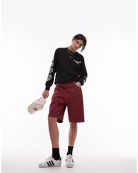 Carhartt - Pantalones Cortos Vaqueros Rojos De Corte Suelto Brandon De - Lyst