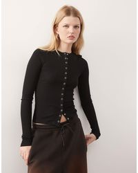 Weekday - Slim Fit Button Front Long Sleeve Top - Lyst