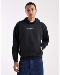 Only & Sons - Felpa Con Cappuccio Comoda Pesante Nera Con Stampa - Lyst
