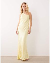SNDY'S - Satin Asymmetric Shoulder Cowl Back Strappy Maxi Dress - Lyst