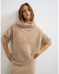 TOPSHOP - Gestrickter mix-and-match-pullover aus gebürstetem reinem kaschmir mit tiefem stehkragen - Lyst