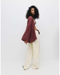 Pull&Bear - Giacca Morbida Stile Kimono Color Vino - Lyst