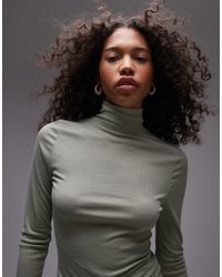TOPSHOP - – premium – langärmliges, hochgeschlossenes oberteil aus transparentem material - Lyst