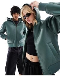 Collusion - Unisex Bonded Faux Leather Hooded Bomber Jacket - Lyst