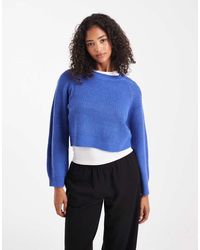 Brave Soul - Cropped Knit Crew Neck Sweater - Lyst