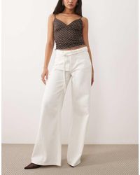Gina Tricot - Tie Detail Wide Leg Jeans - Lyst