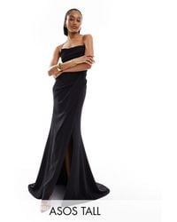 ASOS - Asos Design Tall Premium Draped Bandeau Maxi Dress With High Split - Lyst