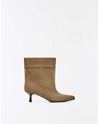 Bershka - Fold-Over Heeled Ankle Boots - Lyst