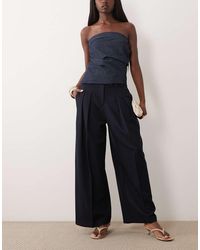 River Island - Denim Look Wide Leg Trousers - Lyst