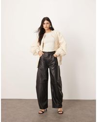ARRANGE - Sydney Leather High Waisted Barrel Trouser - Lyst