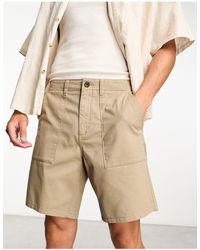 Farah - Pantalones cortos marrón claro con diseño - Lyst