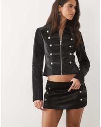 I.AM.GIA - Idalia Faux Leather Napoleon Button Detail Military Jacket Set - Lyst