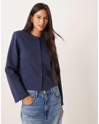 ASOS - Interlock Button Through Boxy Top With Shoulder Pads - Lyst