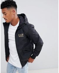 ea7 hooded down jacket