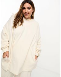 ASOS - Curve - premium - top long en jersey texturé - crème - Lyst