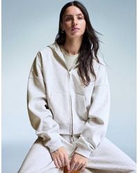 Bershka - Oversized Hoodie Met Rits - Lyst
