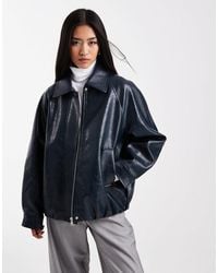 ASOS - Leather Look Oversized Bomber Jacket - Lyst