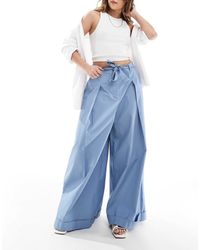 ASOS - Pantalon ultra-ample avec liens à nouer à la taille - bleu - Lyst