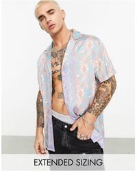ASOS - Relaxed Revere Satin Shirt With Border Print - Lyst