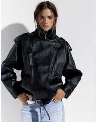 Pull&Bear - Volume Leather Effect Jacket - Lyst