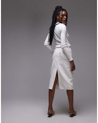 Levi's - Gonna Midi A Vita Alta Bianca Con Spacco Sul Retro - Lyst