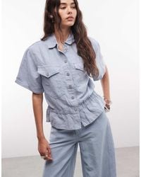 AllSaints - Tove Short Sleeve Distressed Denim Shirt - Lyst
