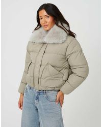 Brave Soul - Short Padded Jacket With Detachable Collar - Lyst