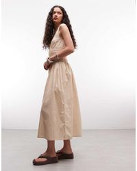 Collusion - Stripe Shirred Square Neck Maxi Dress - Lyst